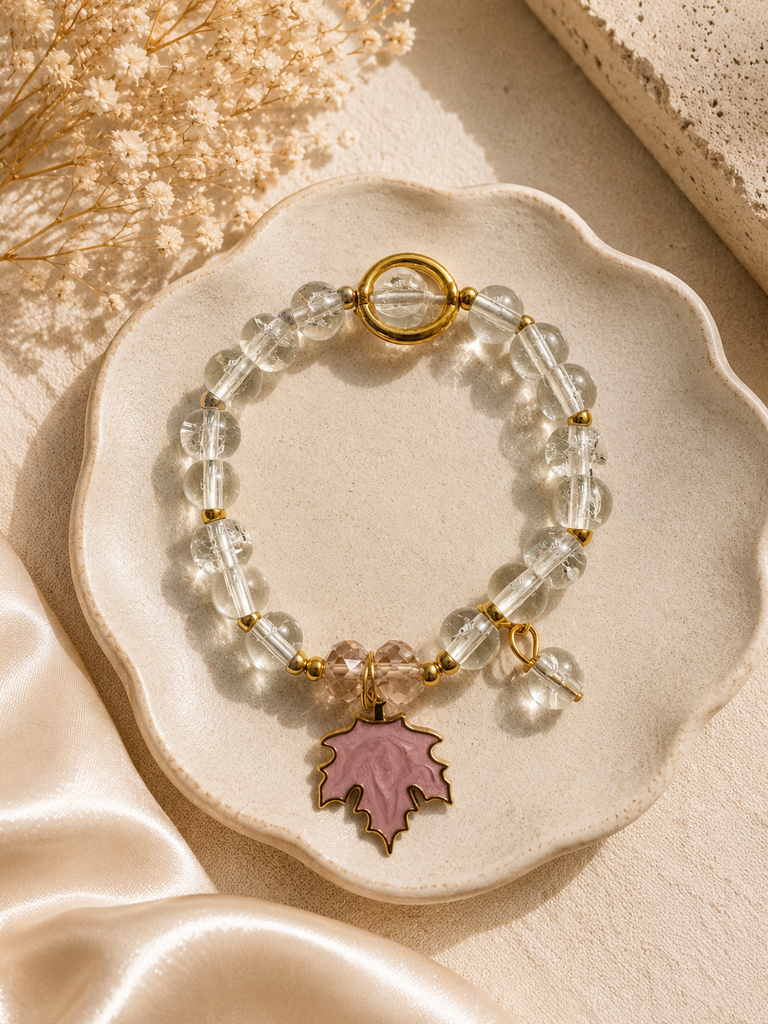 Crystal Maple Charm Bracelet