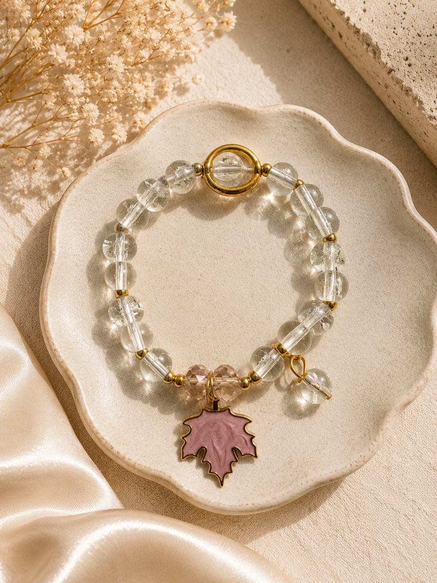 Crystal Maple Charm Bracelet