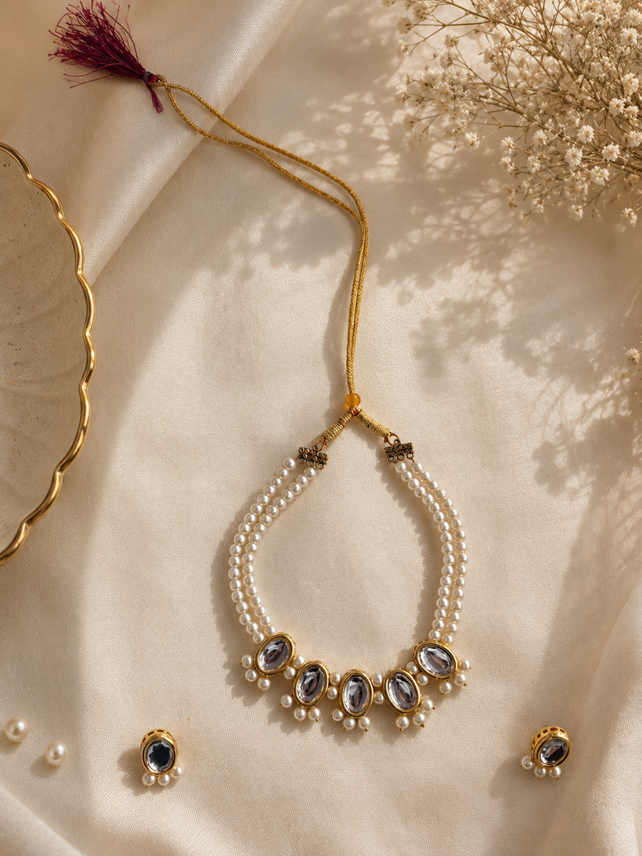 Pearl Grace Kundan Necklace Set