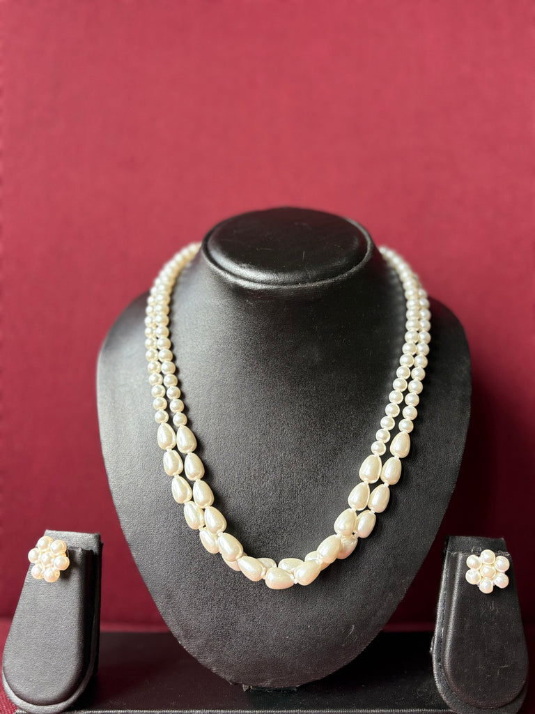 Round and Drop  Pearl Necklace