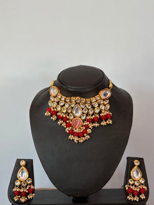 Peach kundan choker necklace