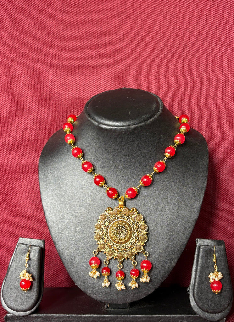 Red Glass Bead Necklace