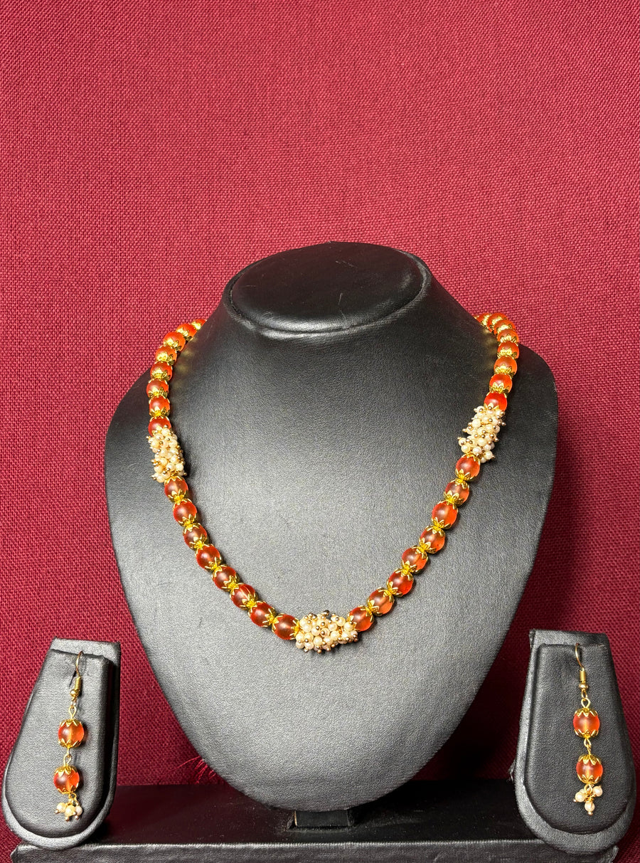 Orange Glass Bead Necklace