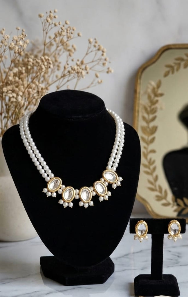 Pearl & Oval Kundan Necklace