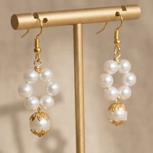 Pearl hoop drop earrings