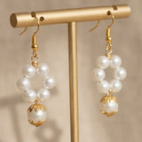 Pearl hoop drop earrings